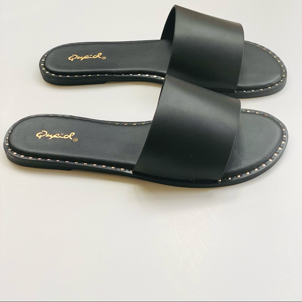 New // GOLD STUDDED SLIP ON SANDAL IN BLACK - Picture 4 of 5